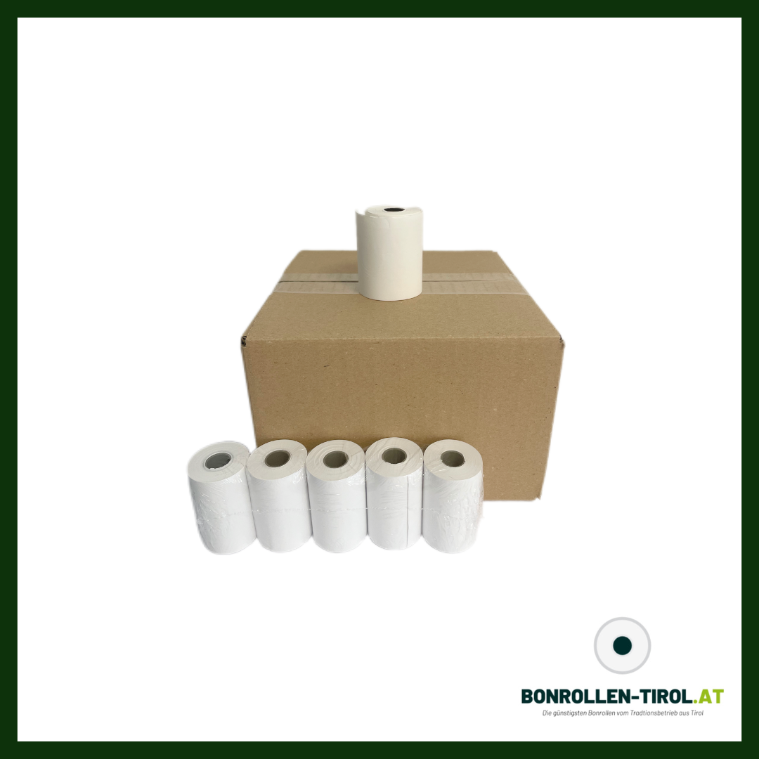 Thermorollen für EC-Geräte, Bankomat und Gürteldrucker (57mm/35mm/12lfm, 52g/m²), BPA-frei, weiß