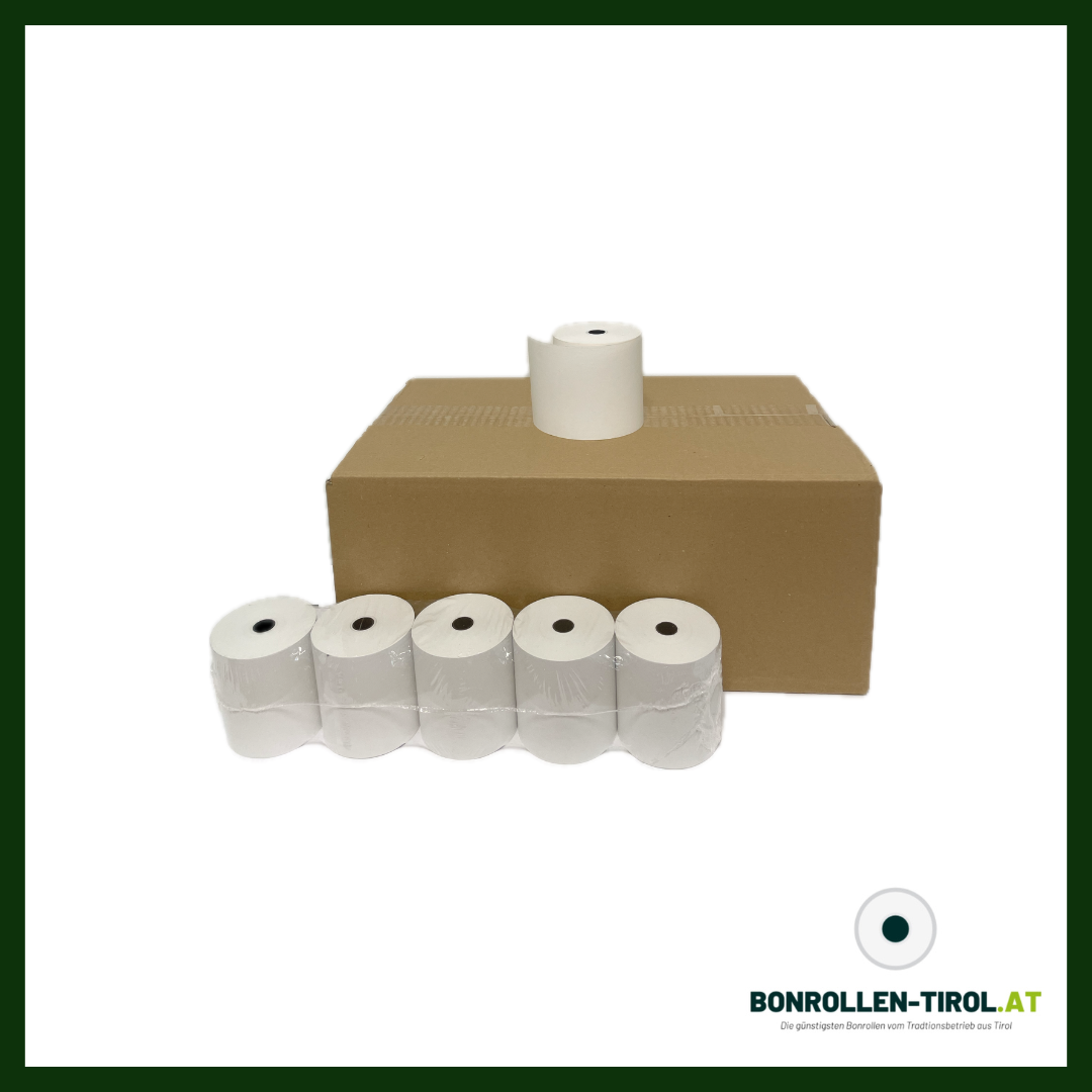 Thermorollen für Standard Rechnungs- & Bondrucker (80mm/80lfm, 48g/m²) BPA-frei, weiß