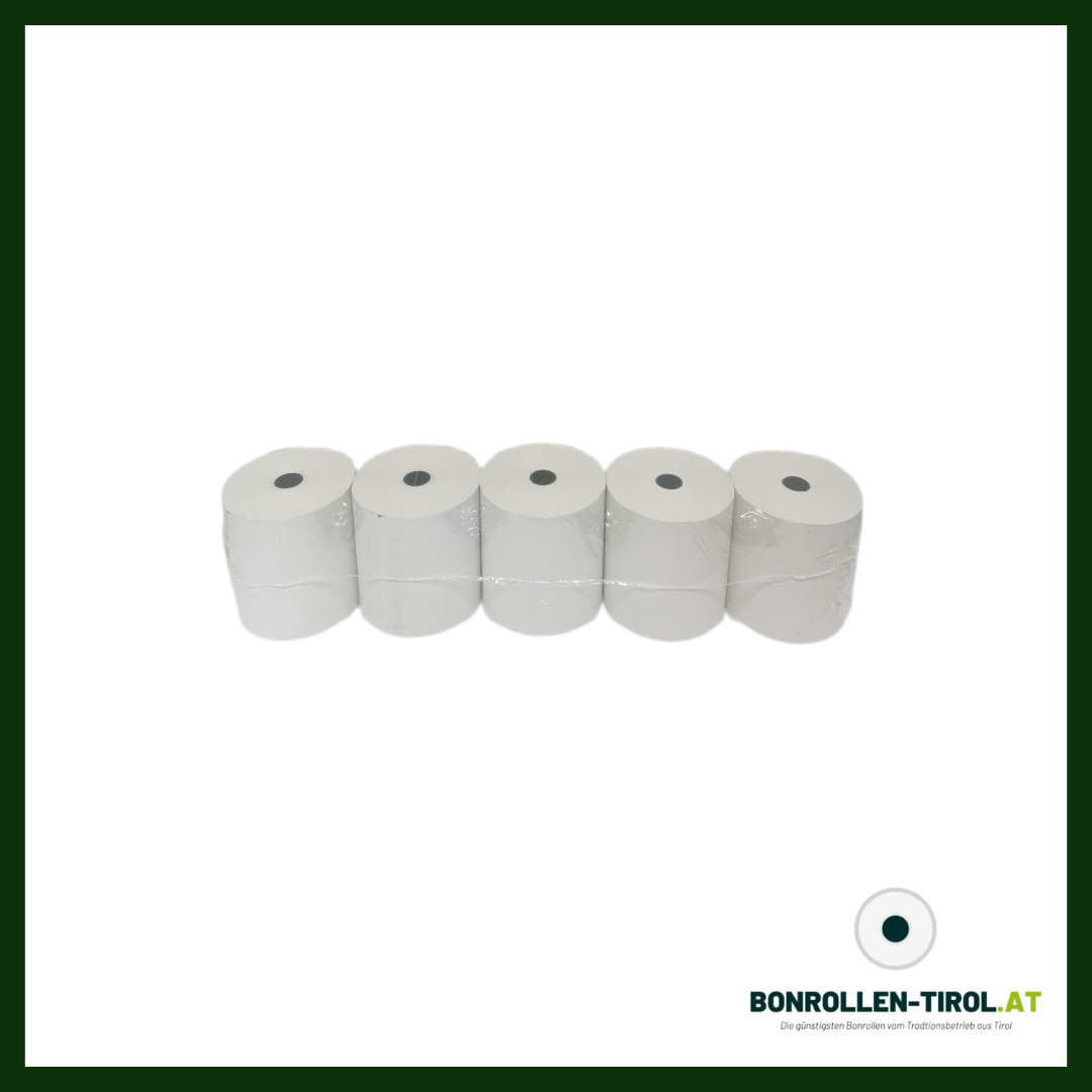 Thermorollen für Standard Rechnungs- & Bondrucker (80mm/80lfm, 48g/m²) BPA-frei, weiß