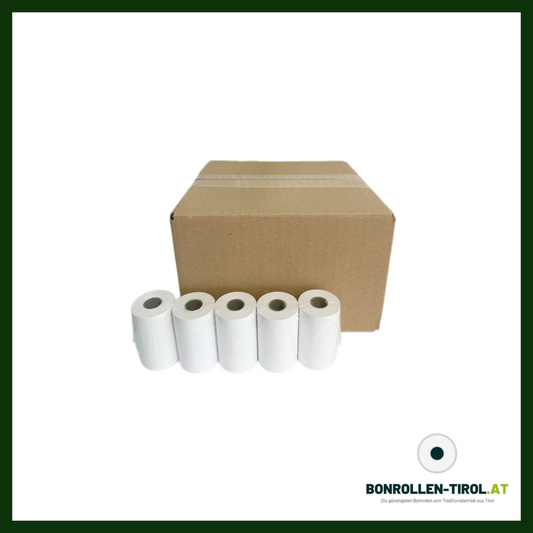 Thermorollen für EC-Geräte, Bankomat und Gürteldrucker (57mm/35mm/12lfm, 52g/m²), BPA-frei, weiß